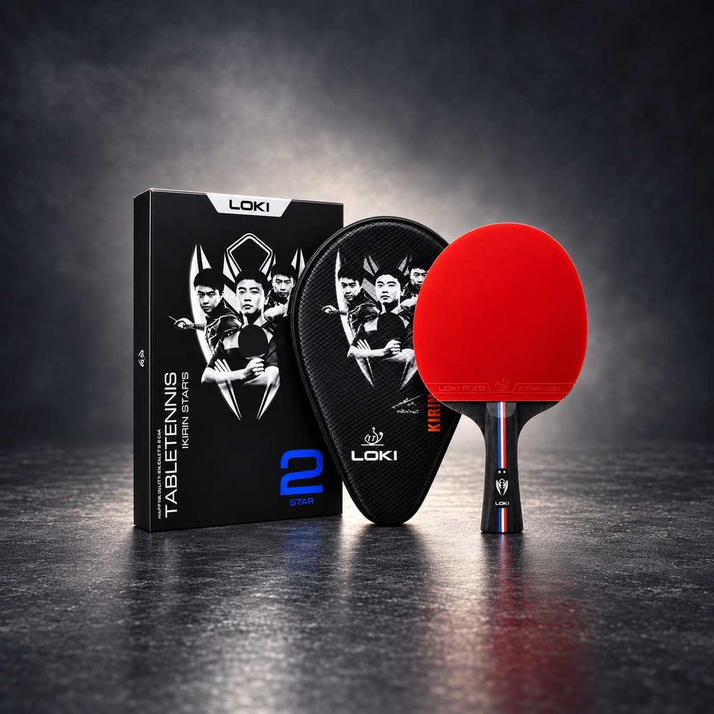 Loki Table Tennis Racket - Kirin 2-Star With Bag - Red/Black