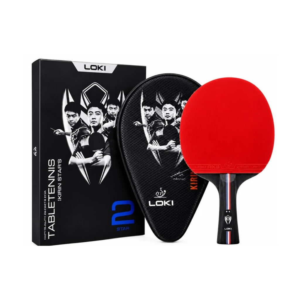 Loki Table Tennis Racket - Kirin 2-Star With Bag - Red/Black