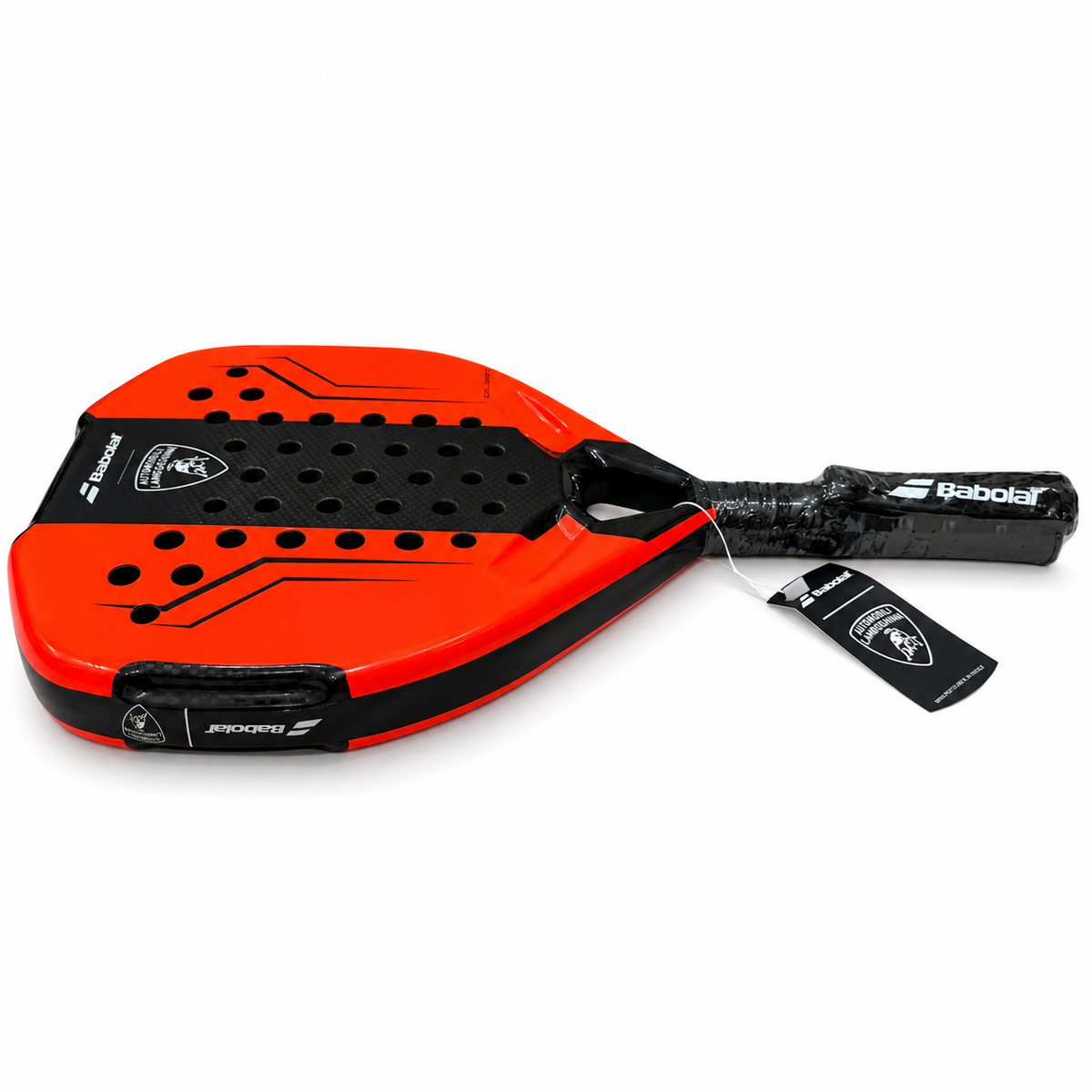 Lamborghini-style padel racket on white background