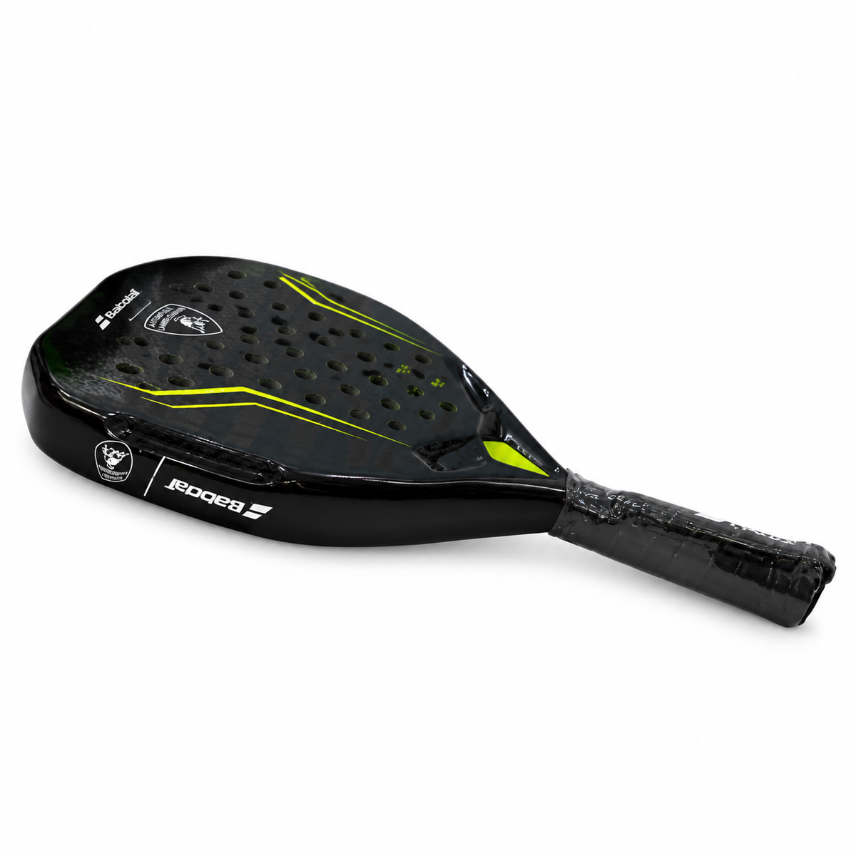 Lamborghini-style padel racket on white background