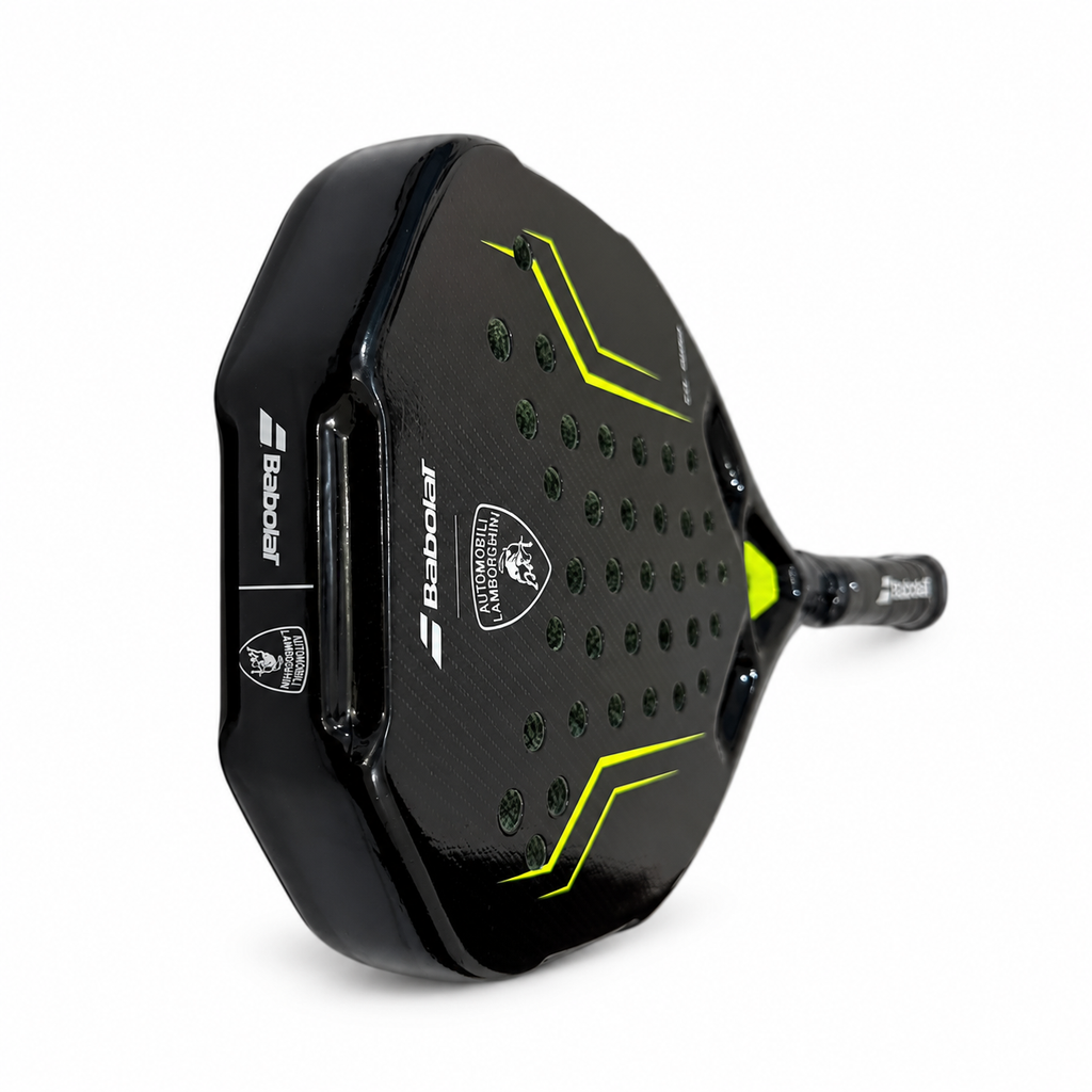 Lamborghini-style padel racket on white background