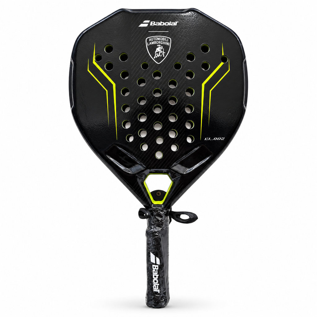 Lamborghini-style padel racket on white background