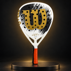 Wilson Defy V1 Padel Racket in a dark gold studio setting